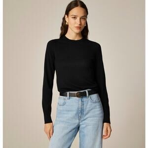 J.Crew Carolyn Fitted Crewneck Merino Wool Sweater S Black Long Sleeve Pullover